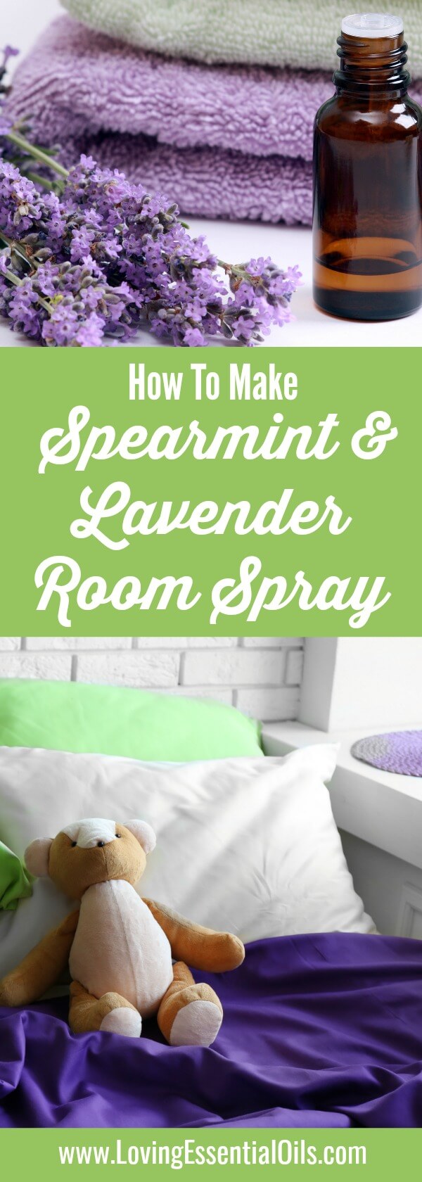 DIY Spearmint and Lavender essential oil room spray recipe by Loving Essential Oils