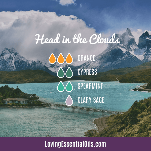 Spearmint and Orange Essential Oil Blend by Loving Essential Oils | Head in the Clouds with orange, cypress, spearmint, and clary sage