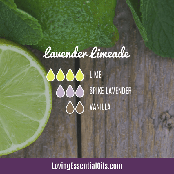 Spike Lavender Essential Oil Diffuser Recipe by Loving Essential Oils | Lavender Limeade with lime, spike lavender, and vanilla