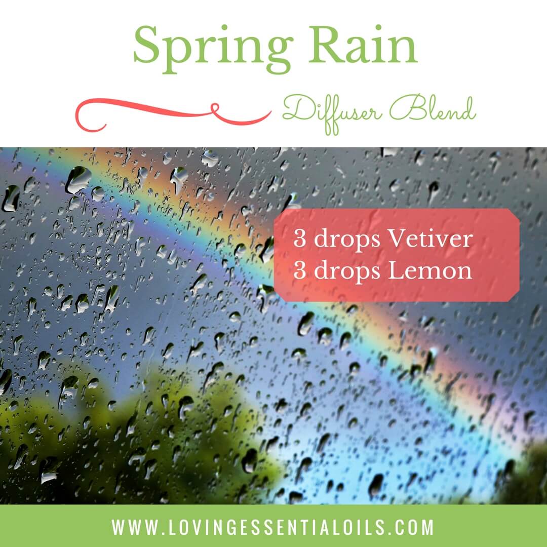 Spring Rain Diffuser Blend with 3 drops vetiver and 3 drops lemon essential oil by Loving Essential Oils