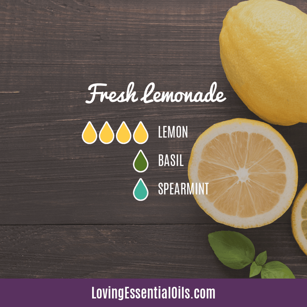 Summer Aromatherapy Diffuser Blends by Loving Essential Oils | Fresh Lemonade Diffuser Recipe with lemon, basil, and spearmint essential oil