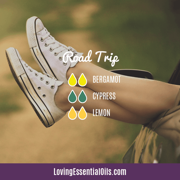 Summertime Diffuser Blends by Loving Essential Oils | Road Trip Diffuser Blend with cypress, lemon, and bergamot essential oil