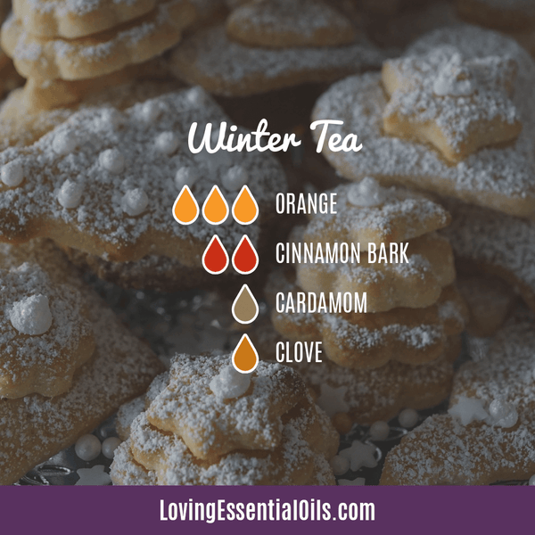 Diffuser blends for wintertime by Loving Essential Oils - Winter tea with orange, cinnamon, cardamom, and clove