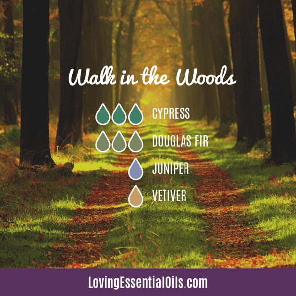Winter essential oil blends for diffuser by Loving Essential Oils - Walk in the woods with cypress, douglas fir, juniper berry, and vetiver