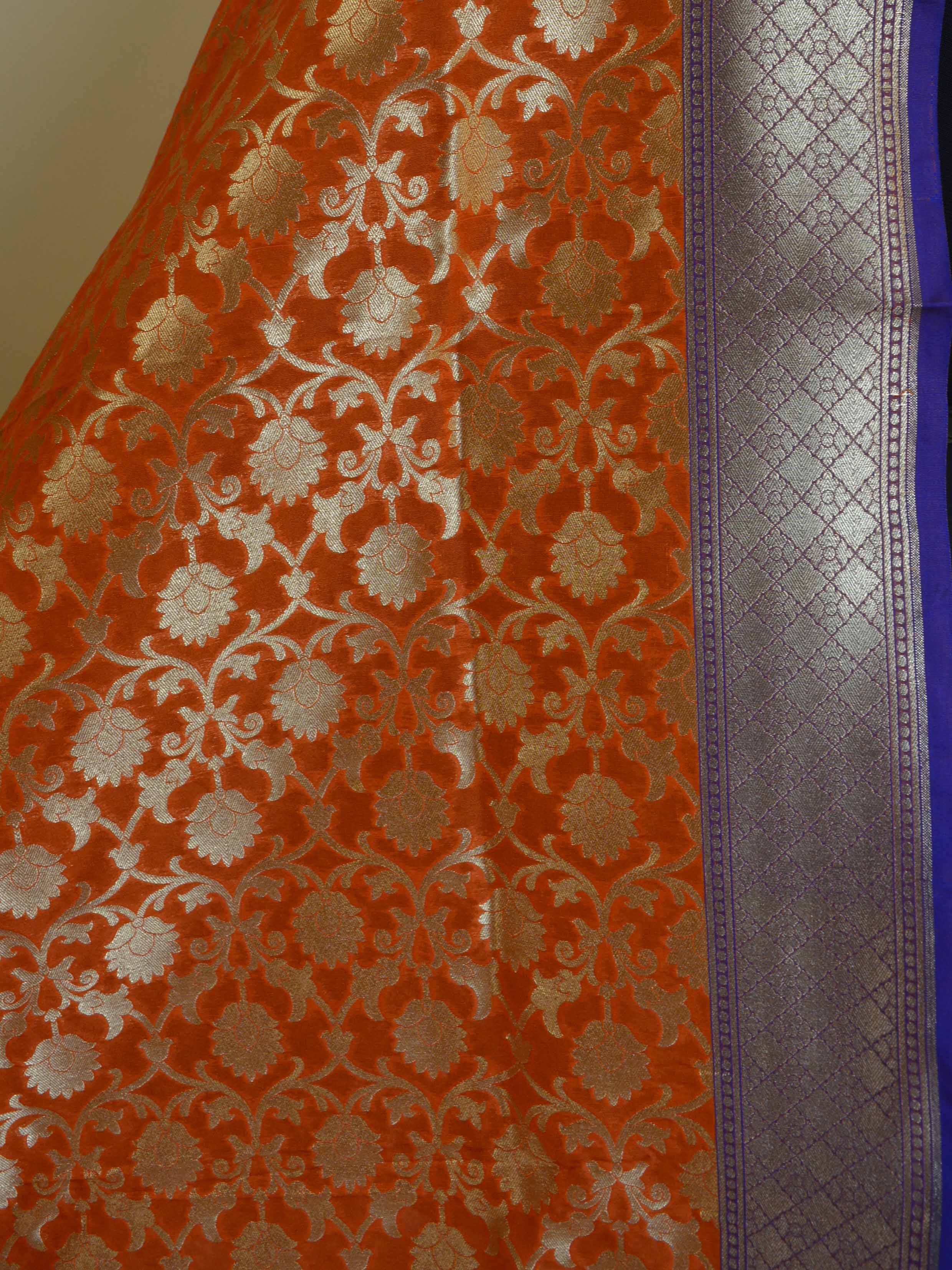 Banarasee Art Silk Dupatta Jaal Design-Orange
