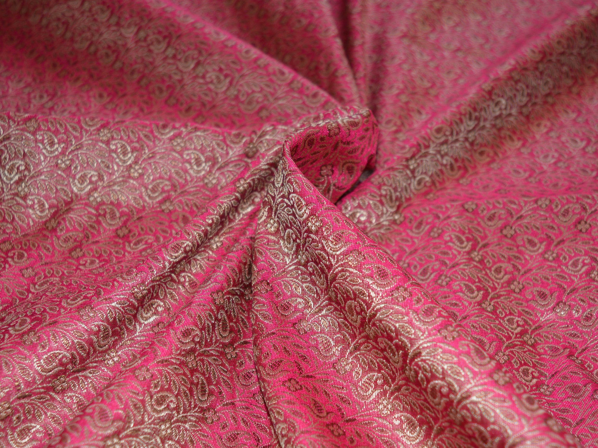 Banarasee/Banarasi Salwar Kameez Cotton Silk Resham Woven Fabric-Magenta
