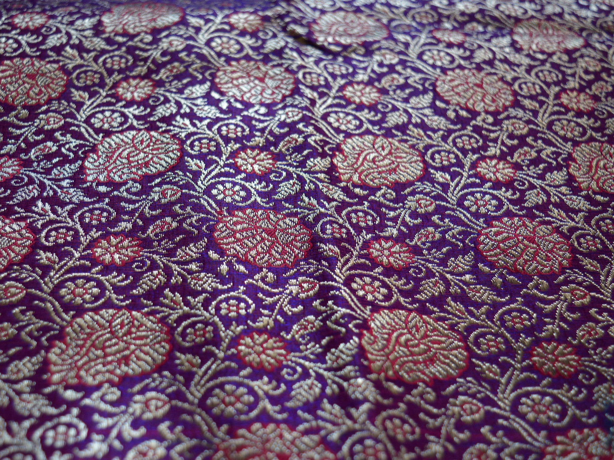 Banarasee/Banarasi Handwoven Brocade Unstitched Lehenga Fabric with Chiffon Dupatta-Purple
