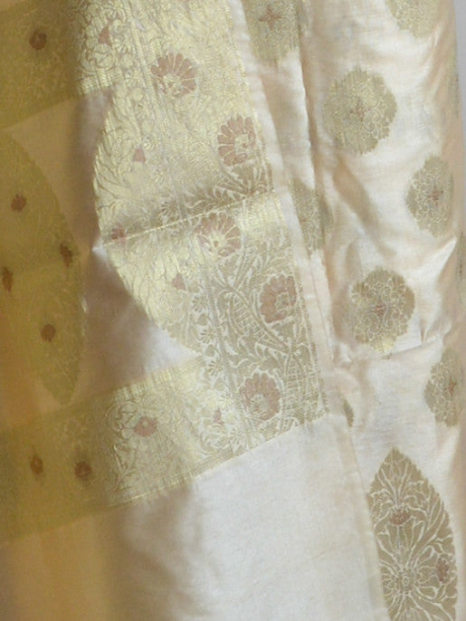 Banarasee/Banarasi Salwar Kameez Semi Silk Zari Work Fabric-Off White