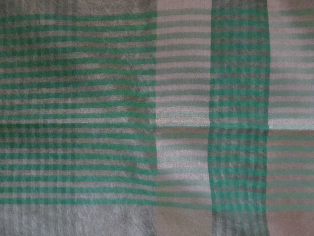 Banarasee/Banarasi Cotton Silk Saree With Small Checks & Zari Border-Green