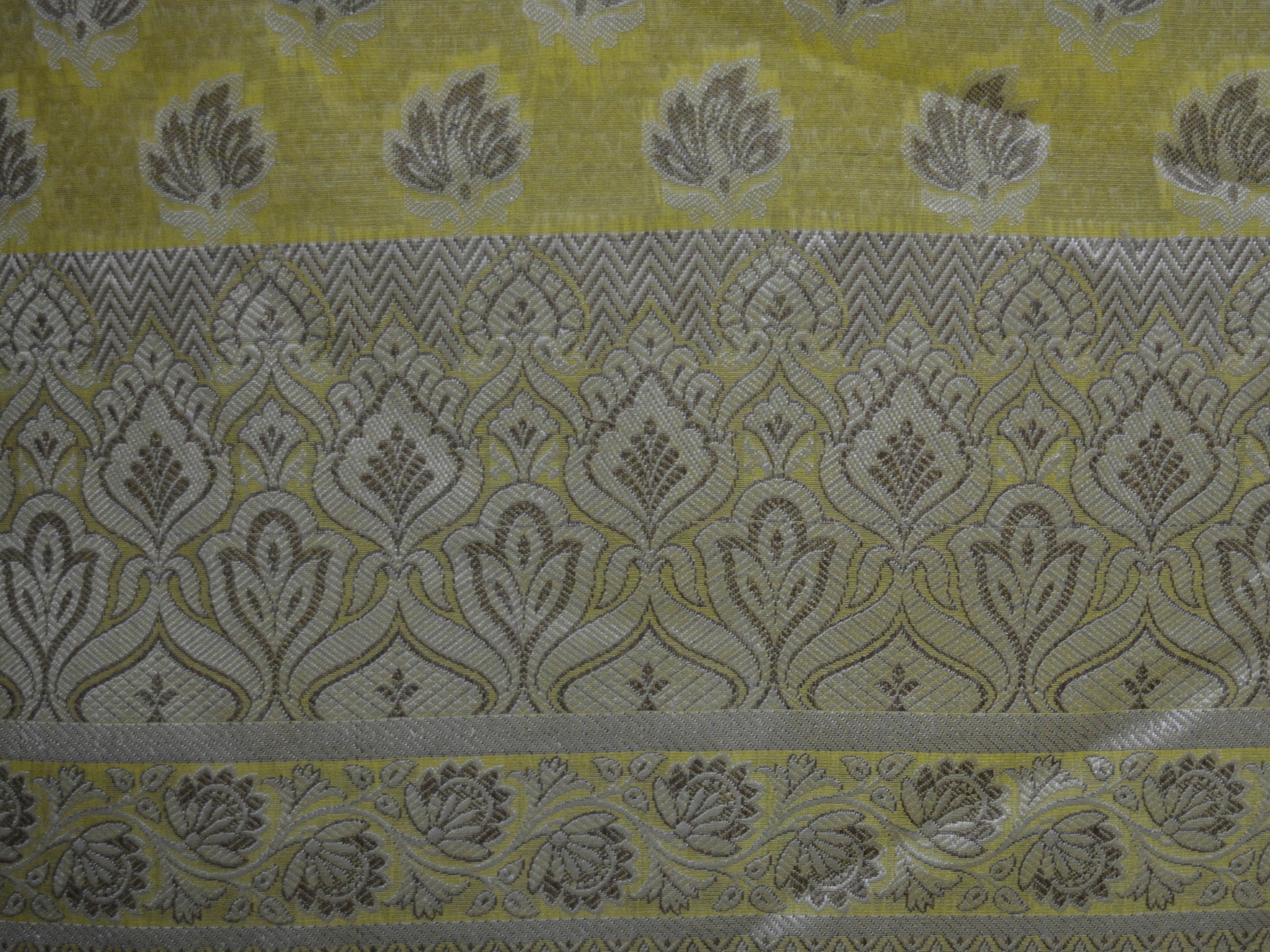 Banarasee/Banarasi Salwar Kameez Cotton Silk Resham Buti Woven Fabric-Yellow