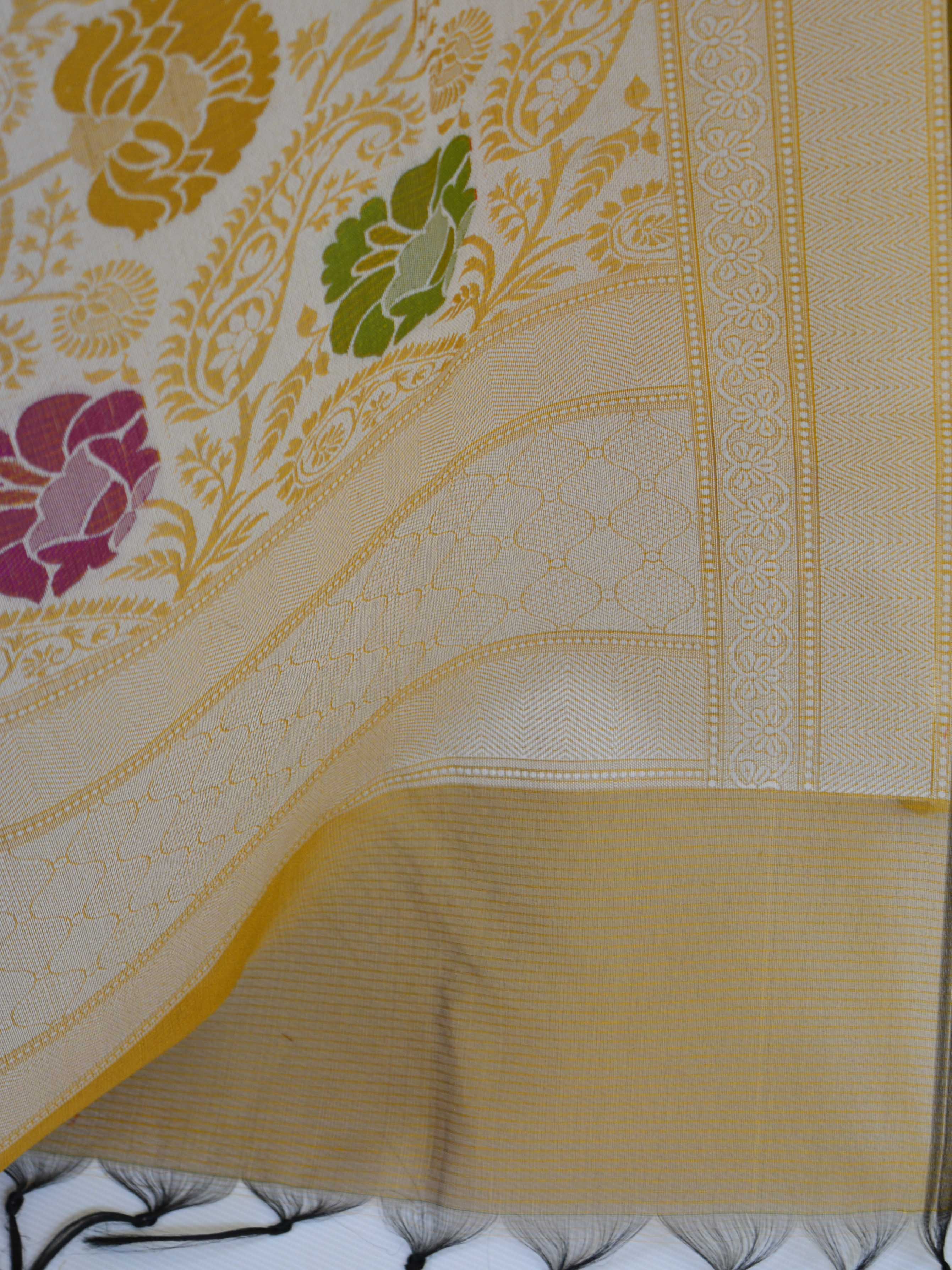 Banarasee Brocade Salwar Kameez Fabric With Cotton Silk Dupatta-Yellow