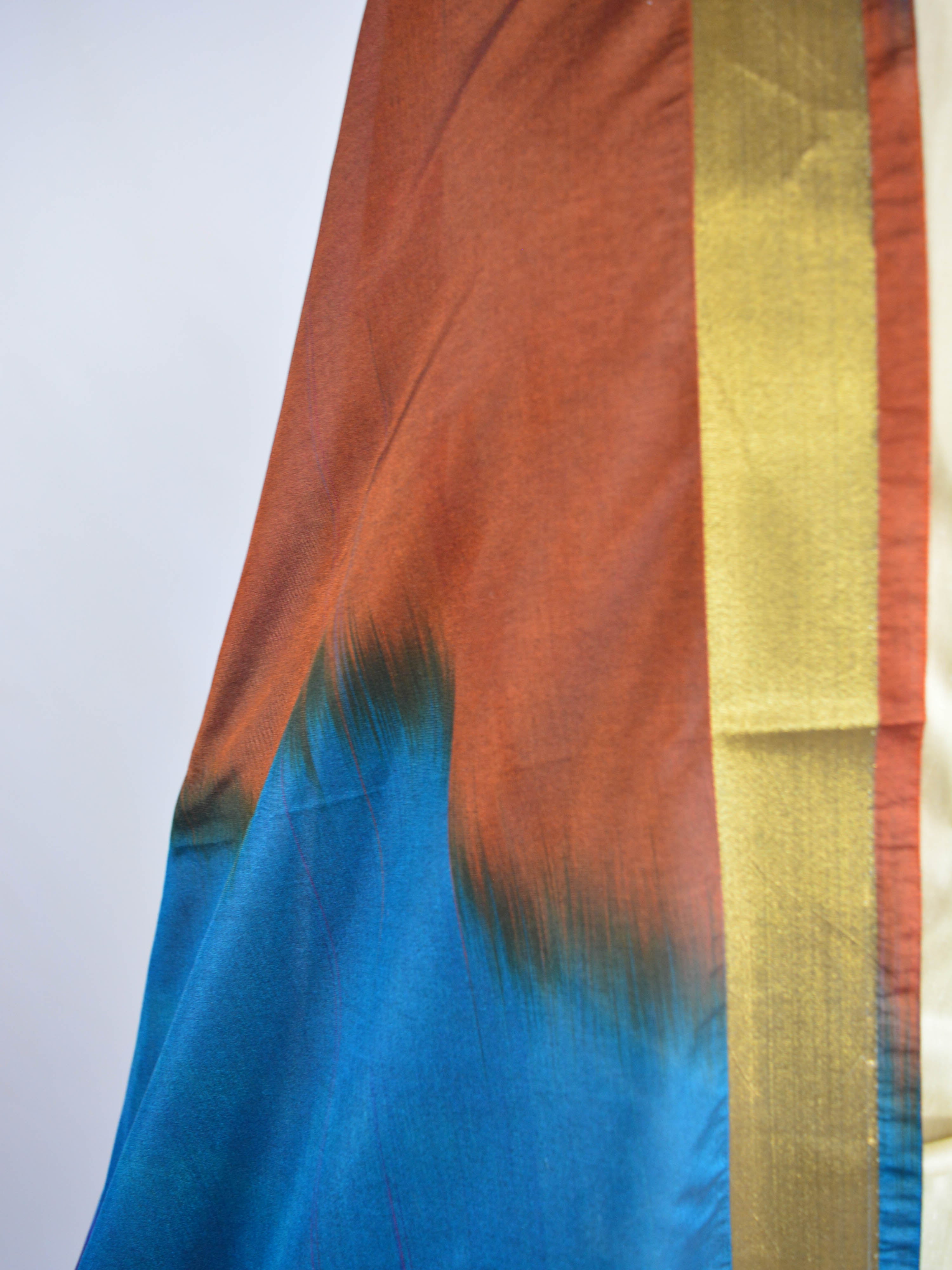 Banarasee Semi Katan Dupatta Multicolor-Brown Tone