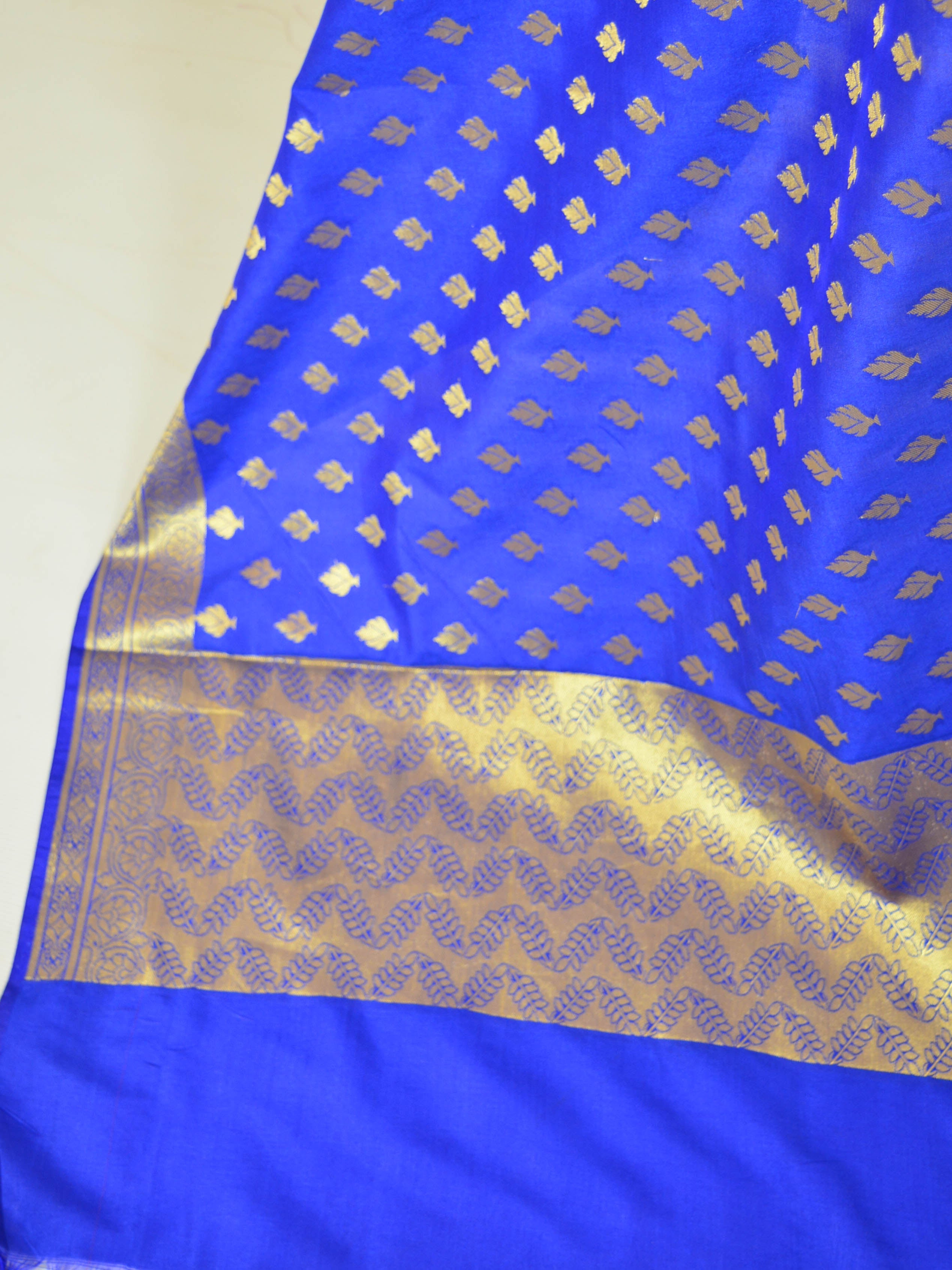 Banarasee Art Silk Dupatta Small Buti Design-Royal Blue