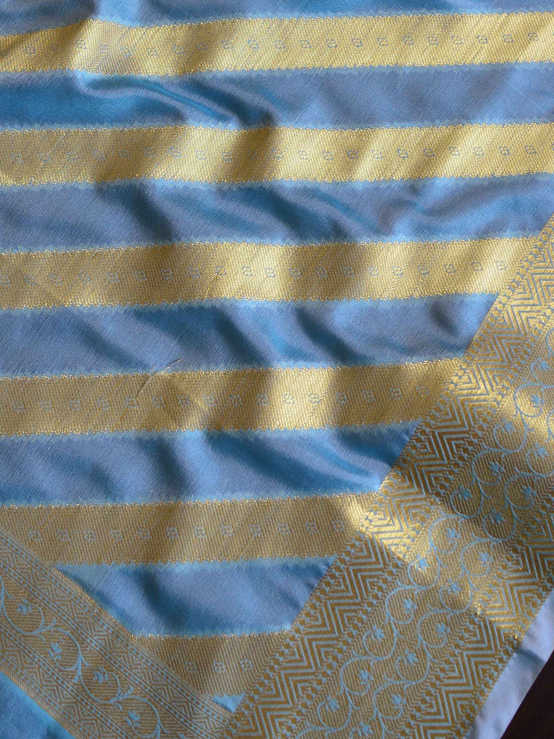 Art Silk Dupatta Stripes Design-Light Blue