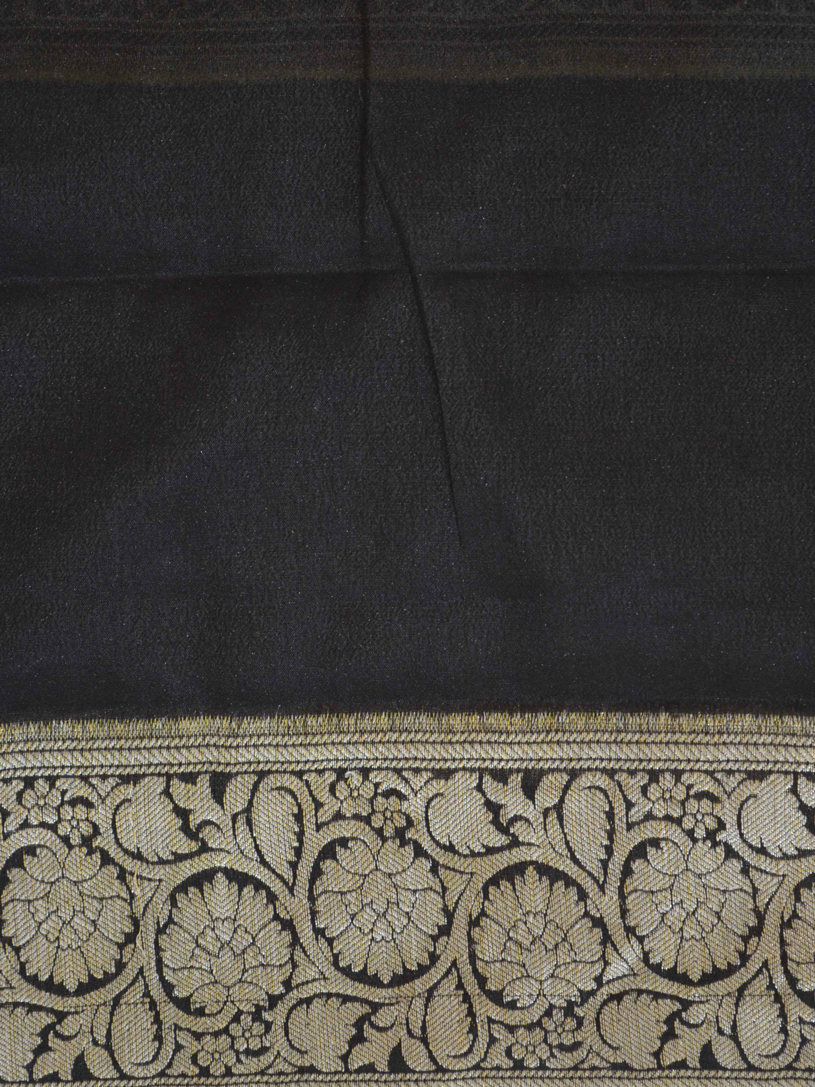 Banarasee Pure Handloom Chiffon Saree With Hand-Dyed Bandhini-Black