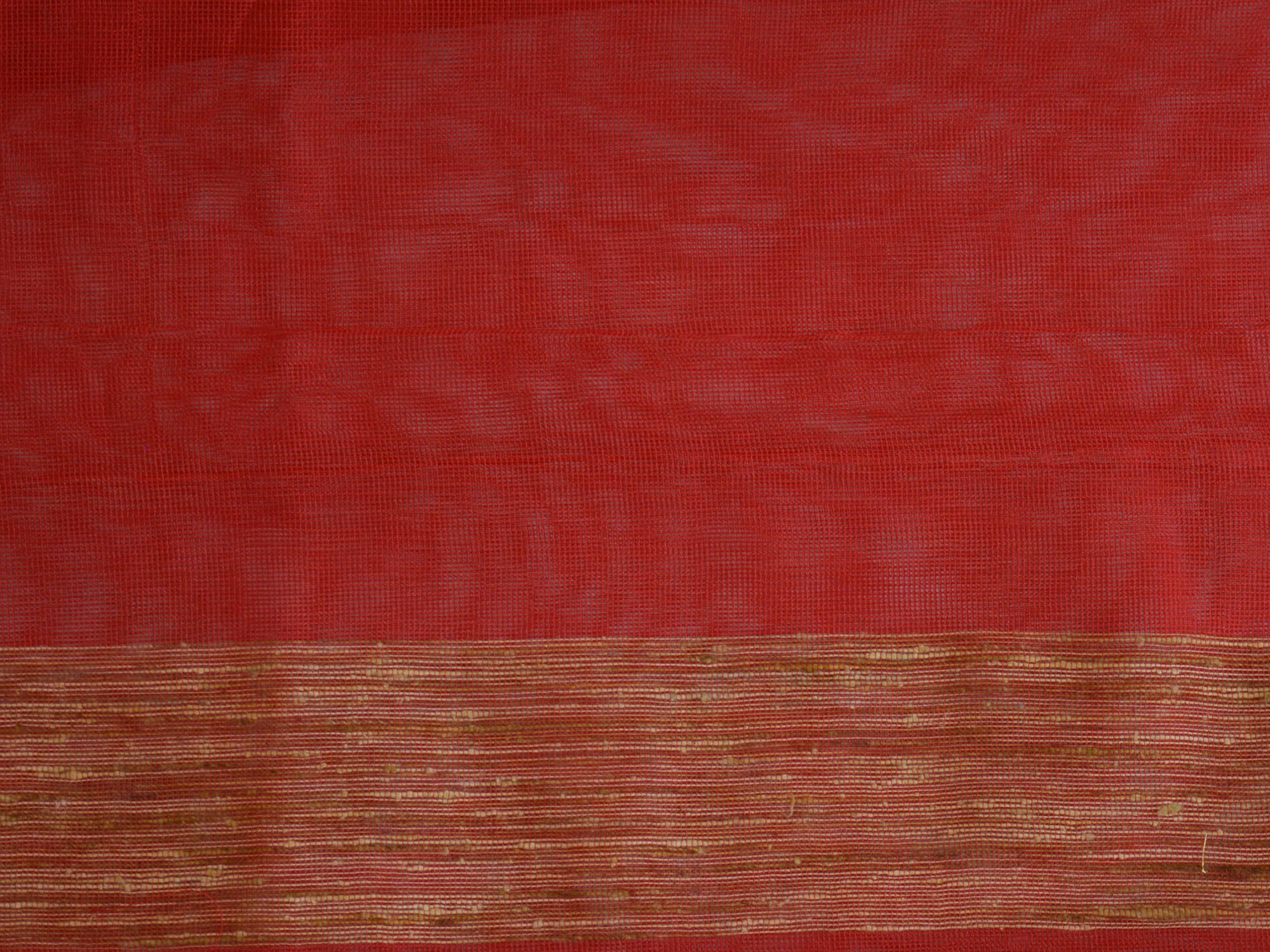 Banarasee Handloom Net Saree With Ghichha Work-Red