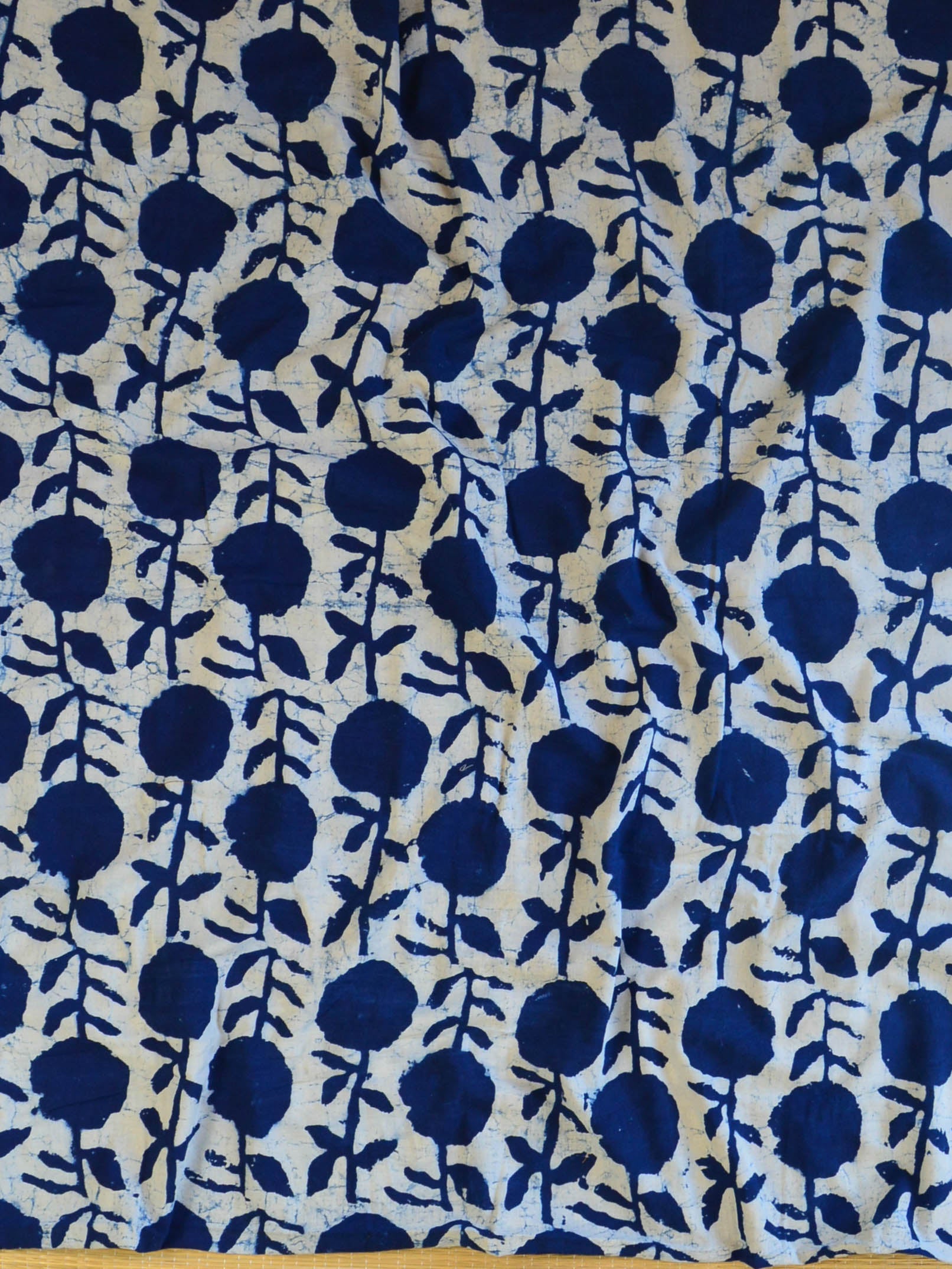 Pure Handloom Mul Cotton Bagru Print Suit Set-Indigo & White