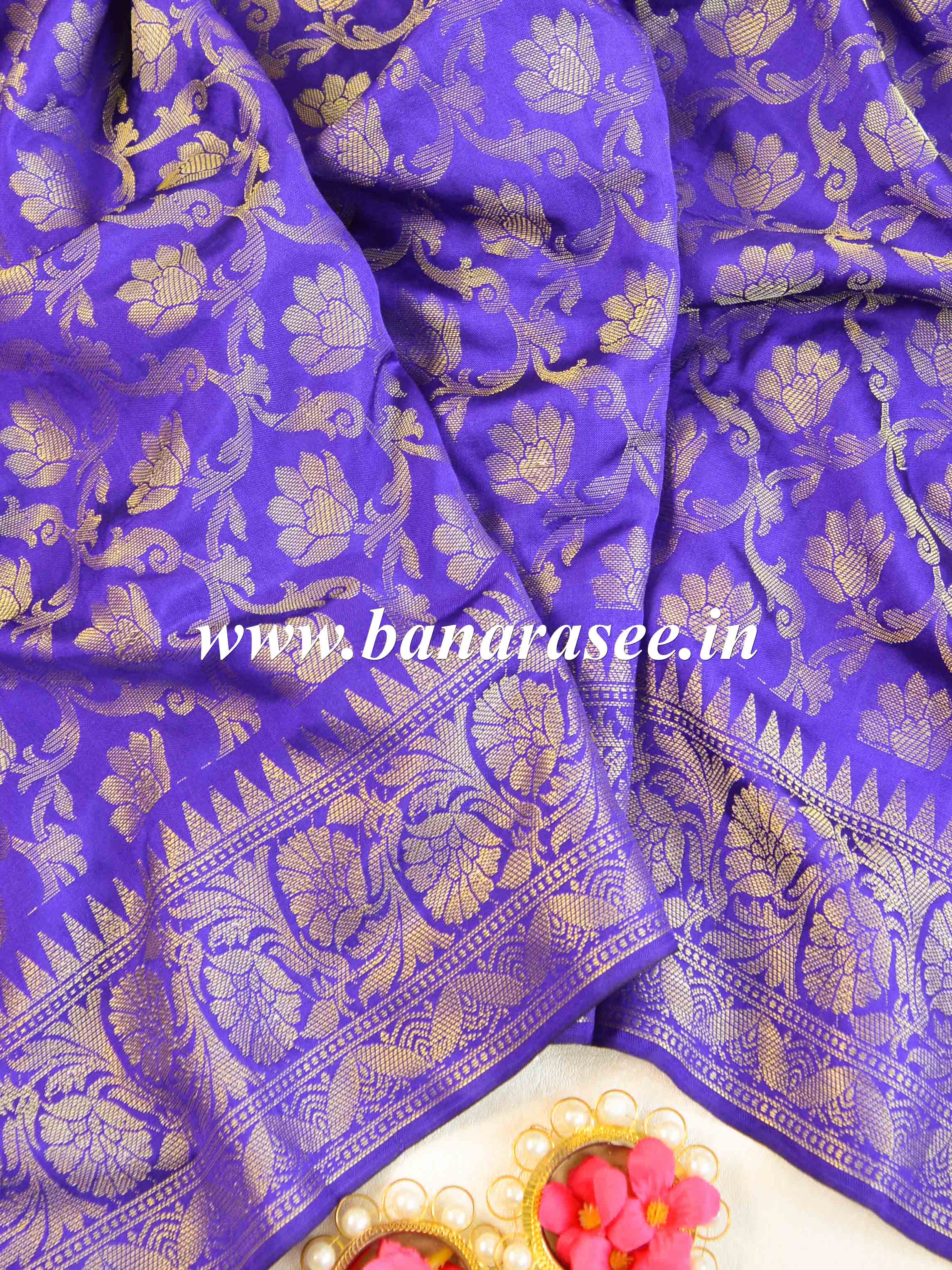 Art Silk Jaal Design Dupatta-Violet