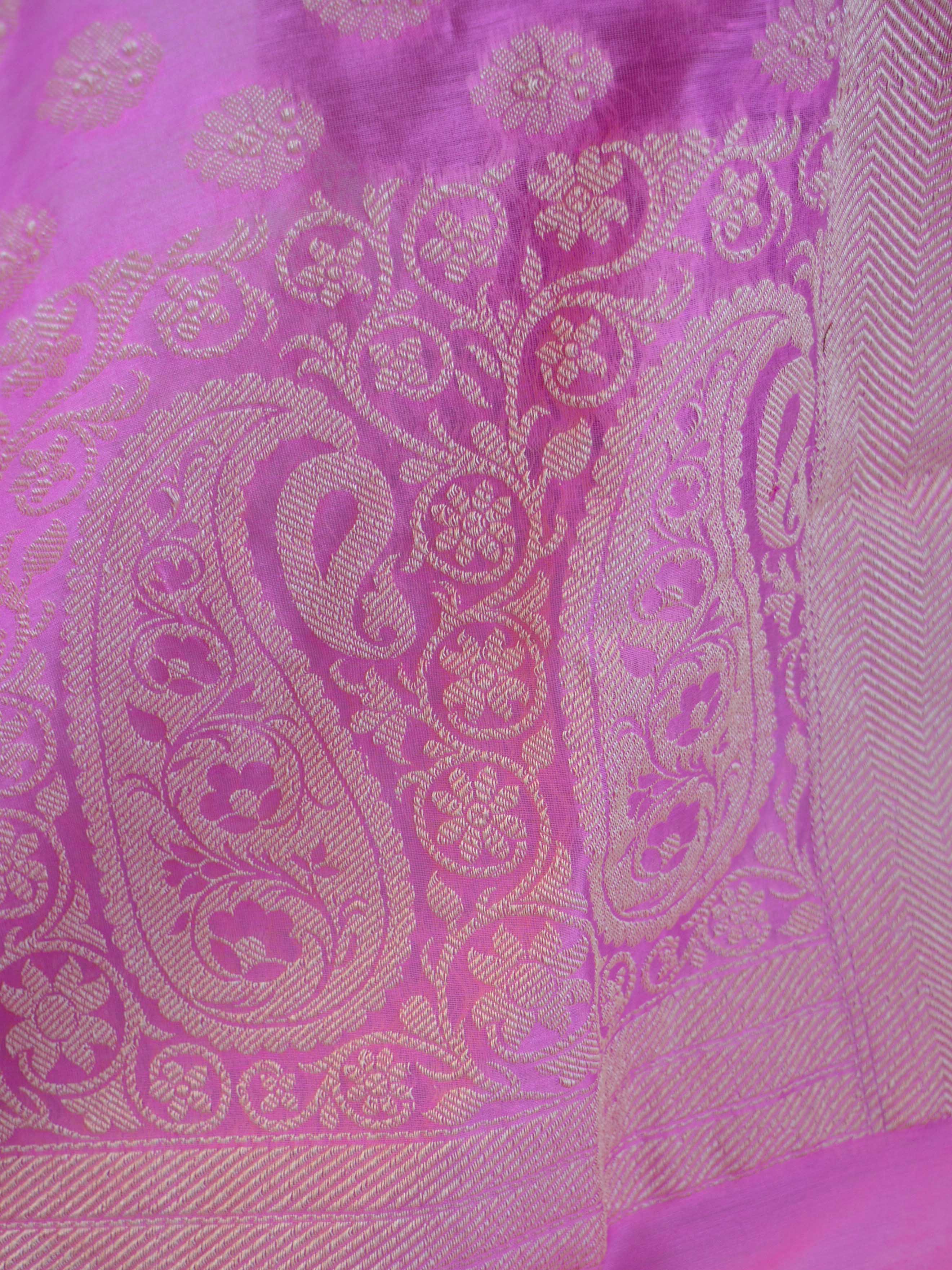 Banarasee Salwar Kameez Soft Cotton Ghicha Jaal Fabric & Dupatta-Magenta With Pink