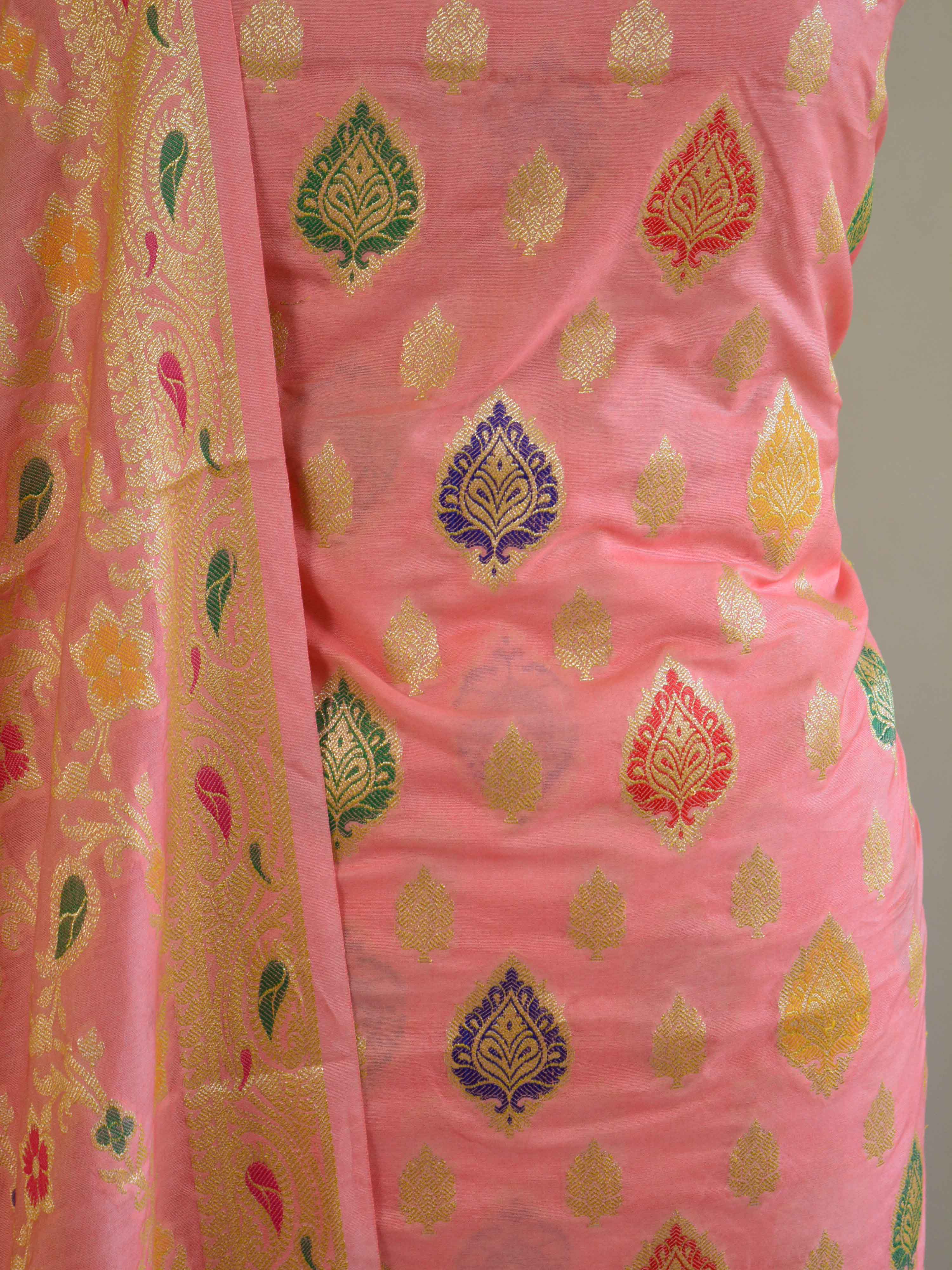 Banarasee Soft Butter Silk Cotton Salwar Kameez Dupatta Set-Peach