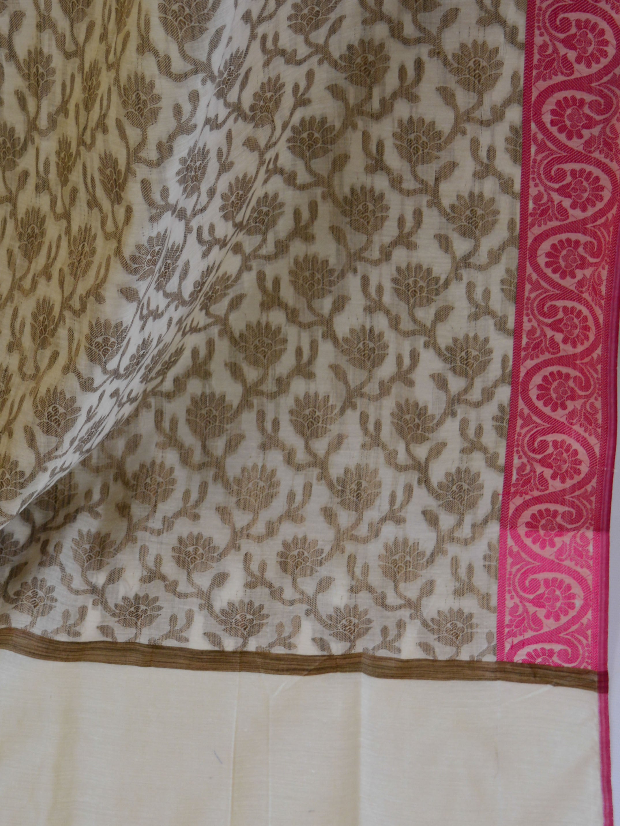 Banarasee Salwar Kameez Soft Cotton Resham Woven Fabric & Dupatta-Off White