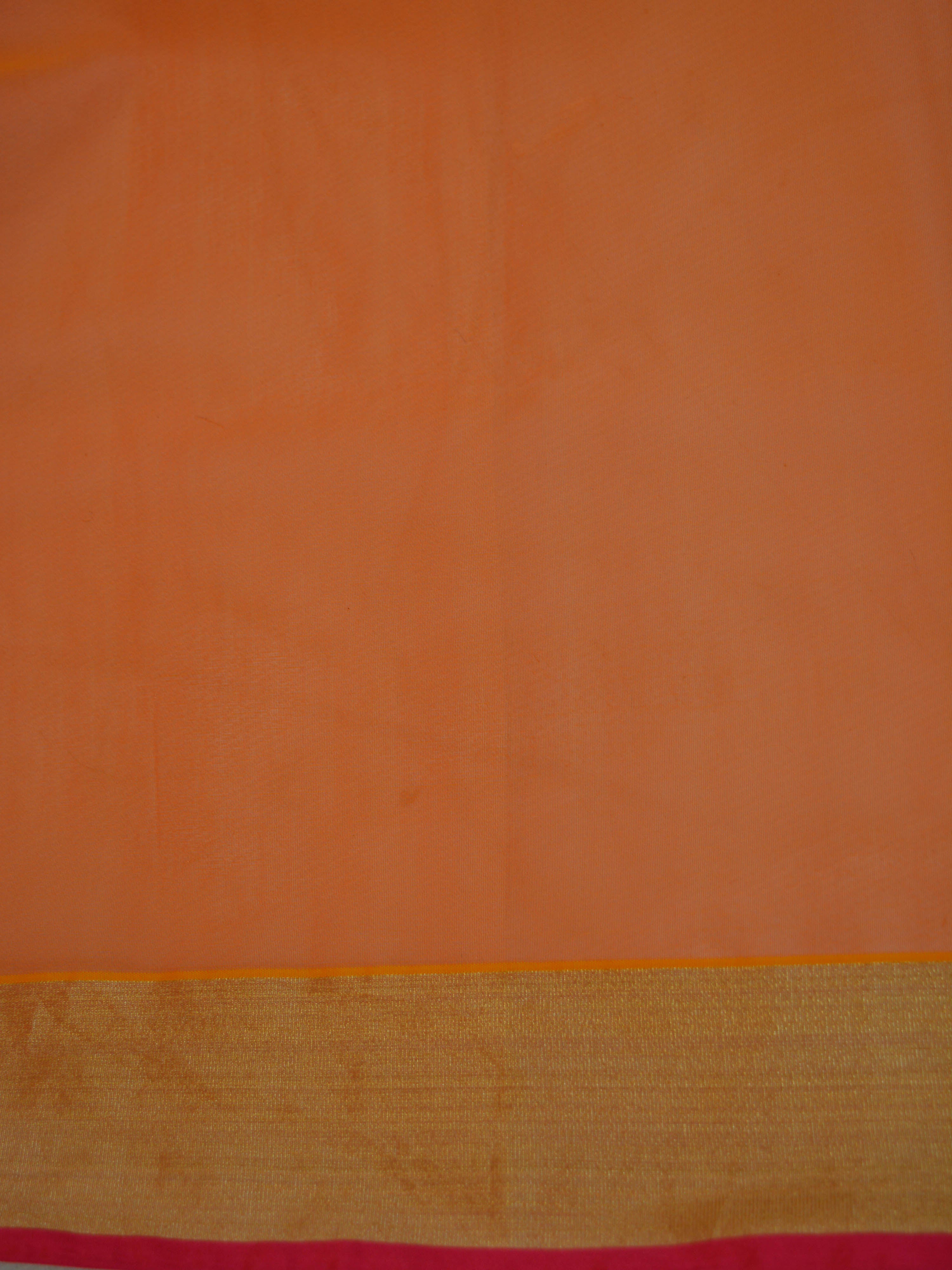 Banarasee Handwoven Faux Georgette Upadda Saree With Resham & Zari Floral Work-Orange