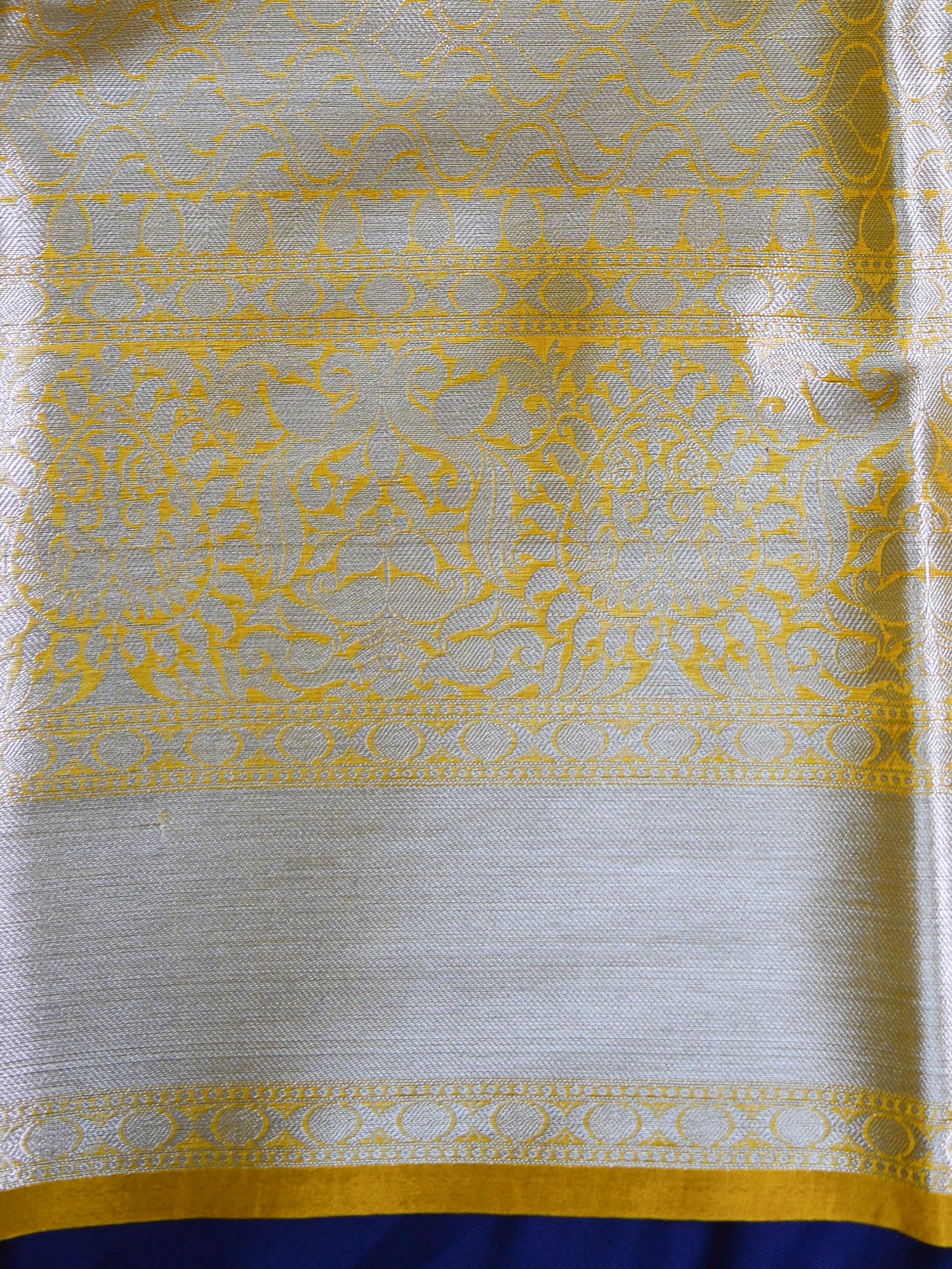 Banarasee Organza Mix Saree With Silver Zari-Yellow