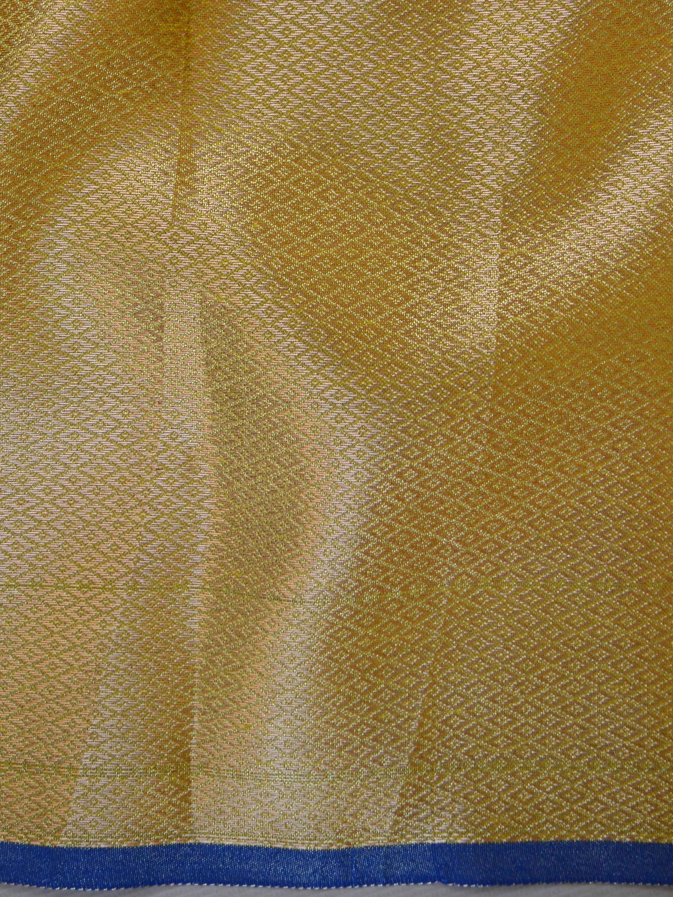 Banarasee Handloom Pure Linen By Tissue Block Printed Saree-Green