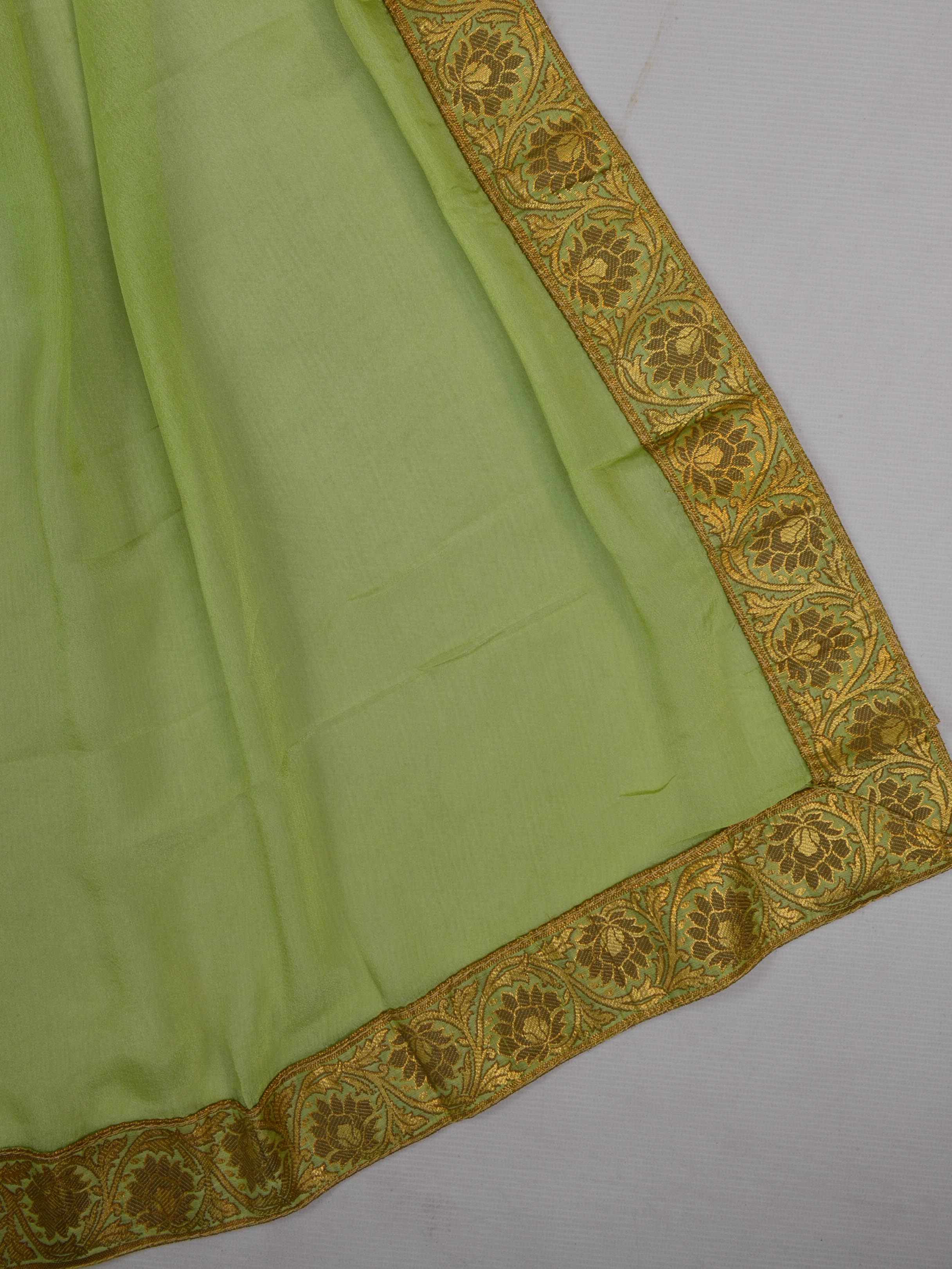 Banarasee Salwar Kameez Cotton Silk Woven Antique Zari Buti Fabric-Pastel Green