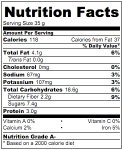 Nutritional Info - Almond Walnut Raisins Granola