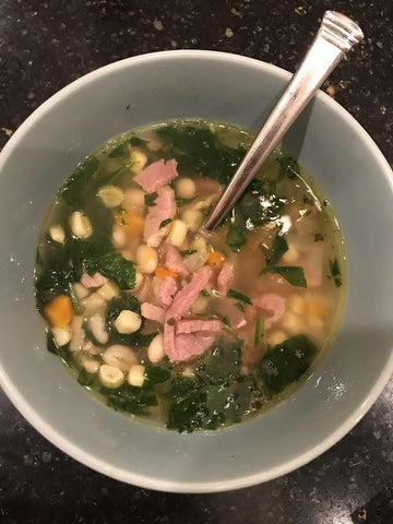 bowl of soup made from the ingredient on the counter