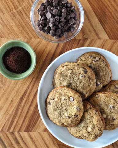chocolate chip cookies with kona coffee