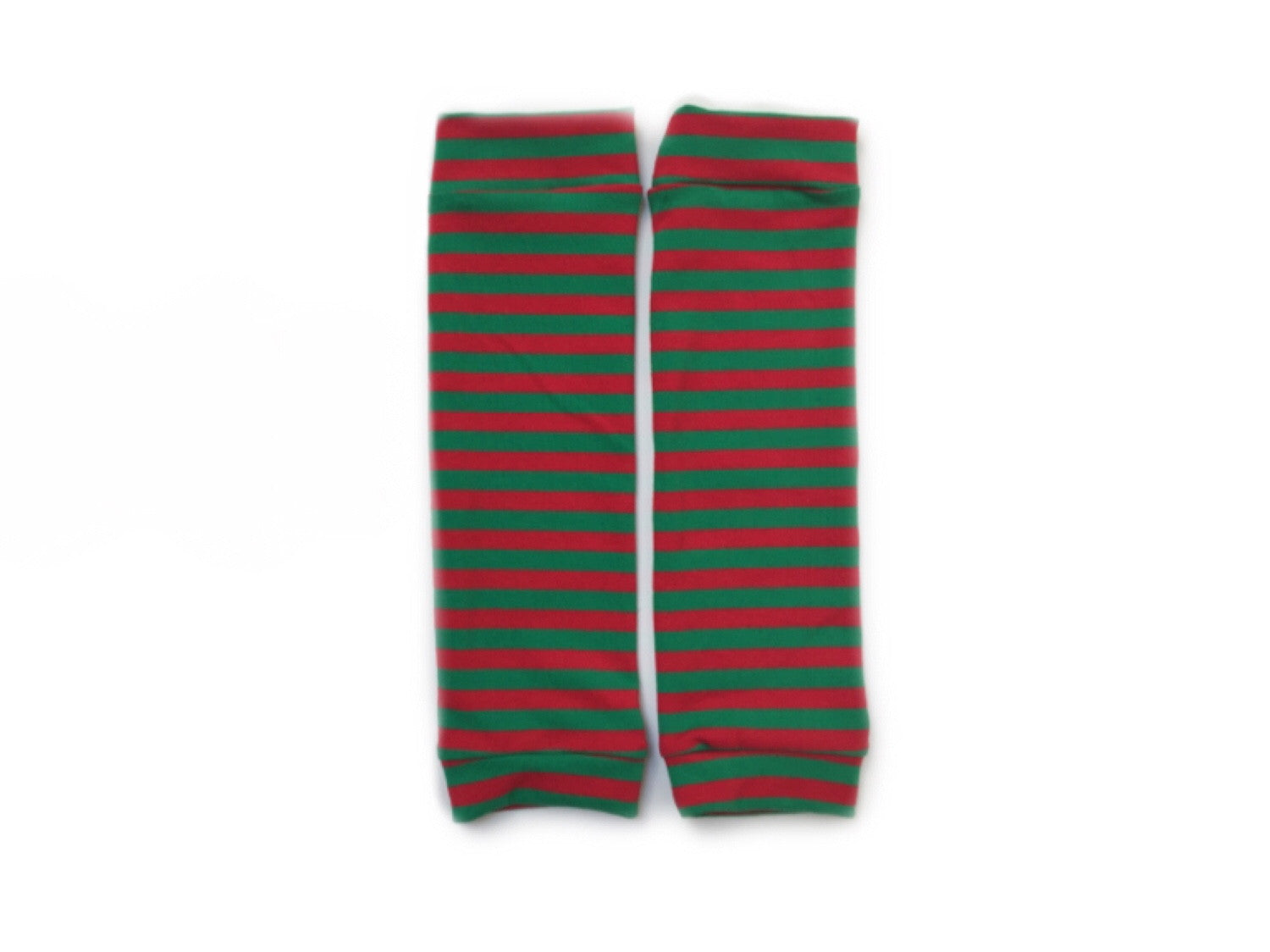 CHRISTMAS RED & GREEN STRIPE Baby Leg Warmers