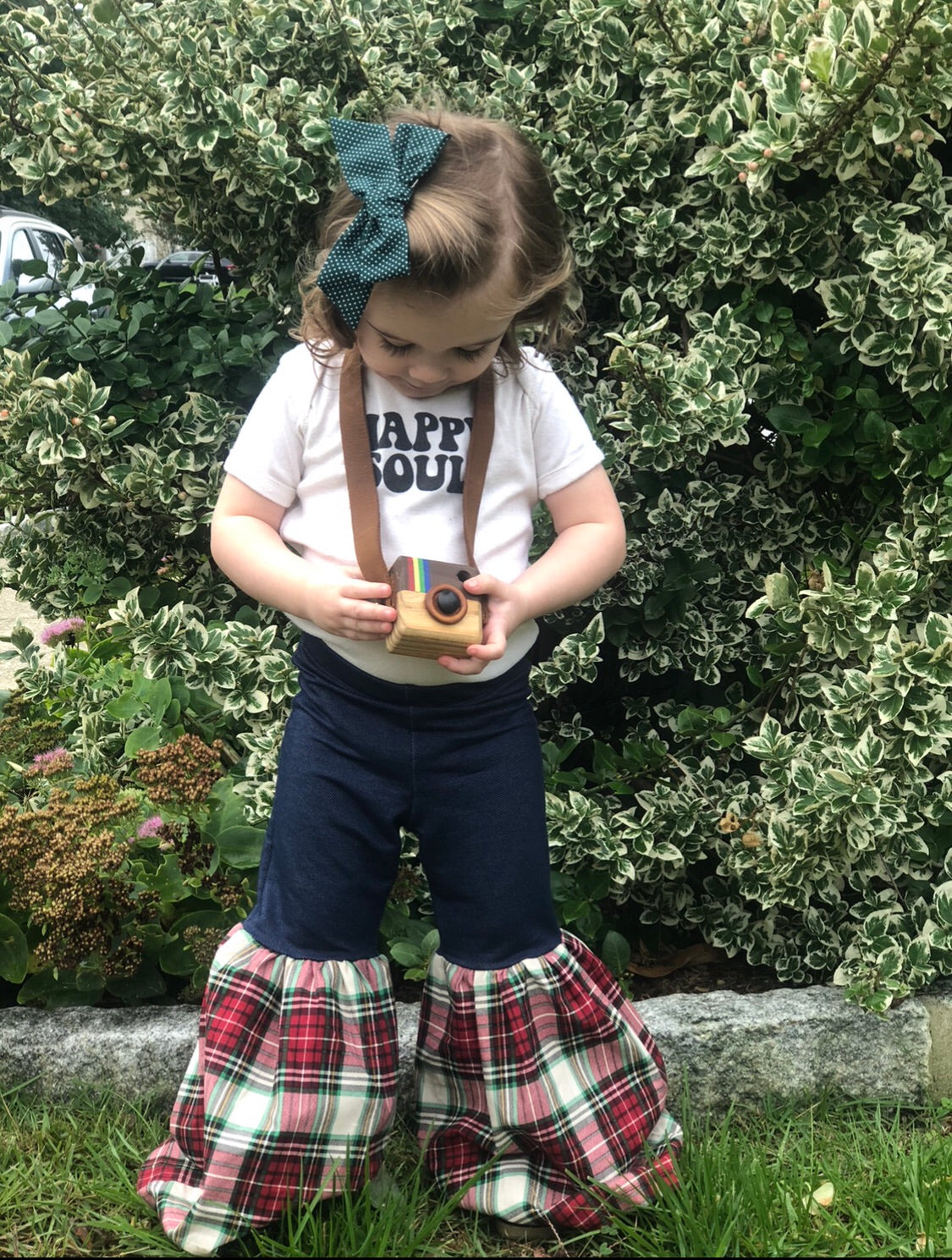 CHRISTMAS PLAID + DENIM Bell Bottom Flares