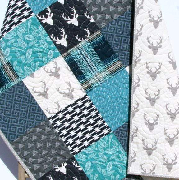 navy and teal quilt
