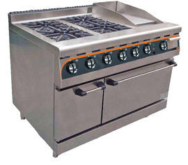 Anvil 4 Burner Combi Flat Top Gas Stove Electric Oven Equip