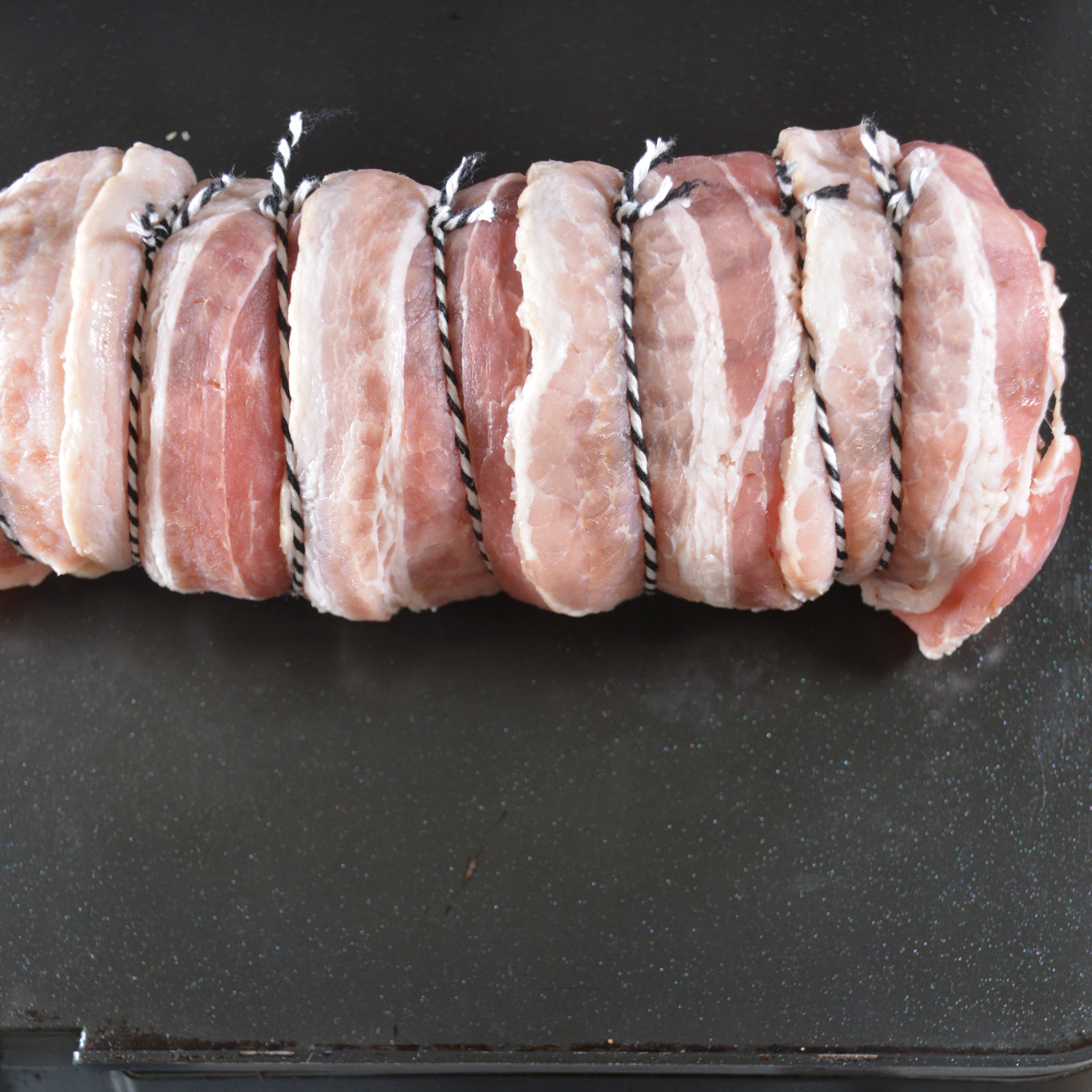 Pork Tenderloin Wrapped in Bacon cooked on cinder grill precision indoor grill