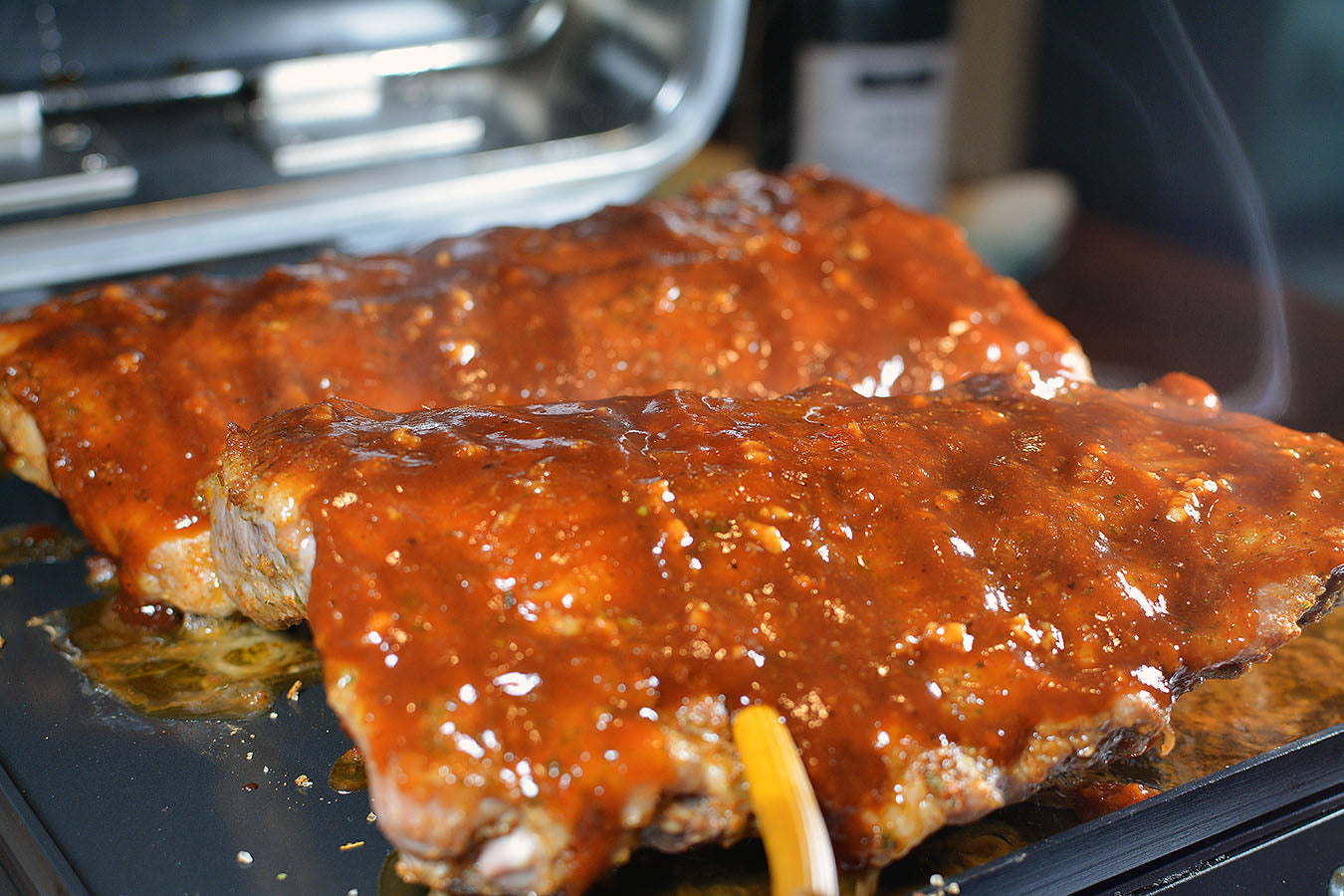 Garlic and Ginger , Japanese Whiskey baby back ribs cooked on Cinder grill indoor precision grill