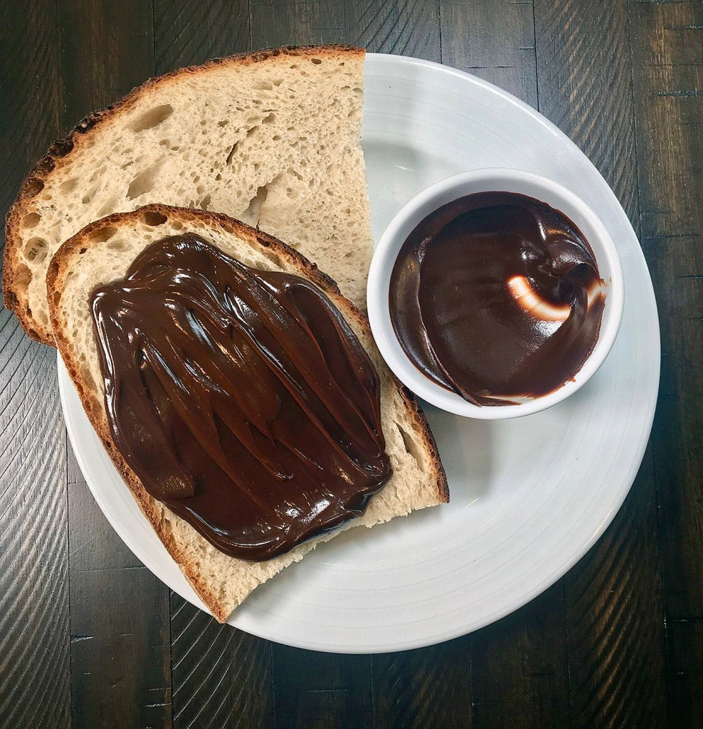 Chocolate Ganache sandwich prepared by chef john critchley mission star chef michelin star chef cooks on indoor grill sous vide cinder grill precision cooker