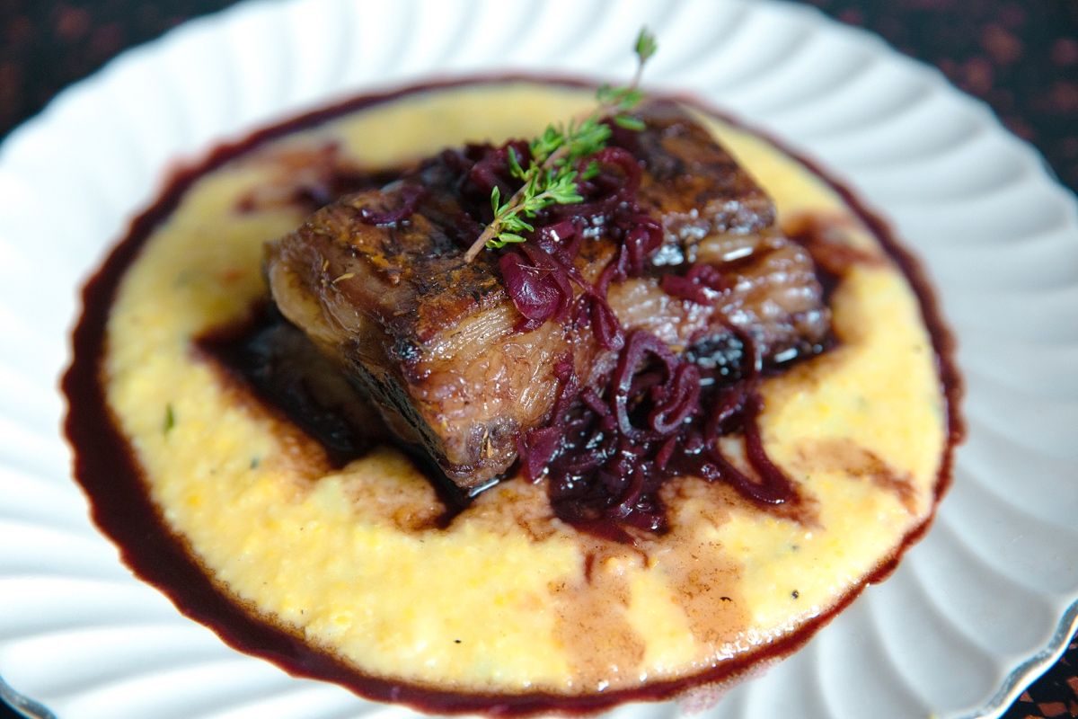 Cinder Grill Sous Vide Short Rib Recipe Polenta Red Wine Jusa