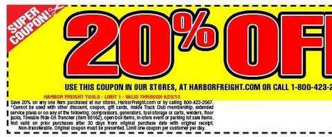 Harbor Frieght 20% off coupon
