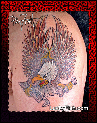 Plumbing Eagle Tattoo Design – LuckyFish Art