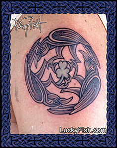 Shamrock Ravens Celtic Tattoo Design Luckyfish Art