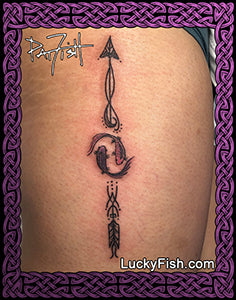 Cupid's Pisces Arrow Tattoo Design – LuckyFish Art