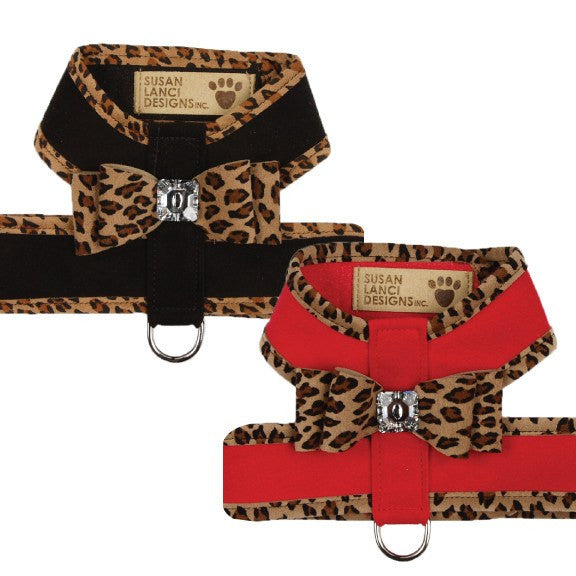 Big Bow Tinkie Dog Harness with Cheetah Trim by Susan Lanci Puppy's Home 