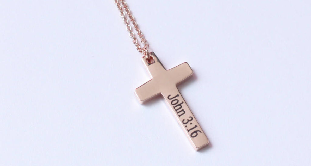 Bible Verse Engraved Cross Necklace