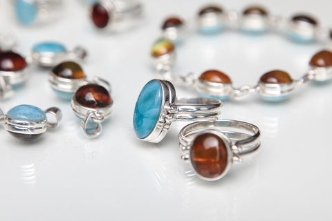 Larimar and Amber Jewelry