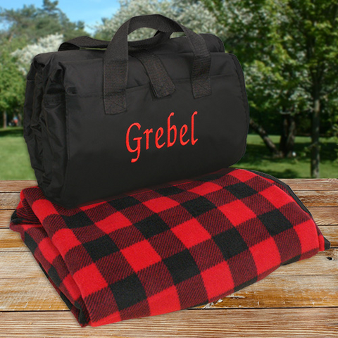 personalized picnic blanket tote