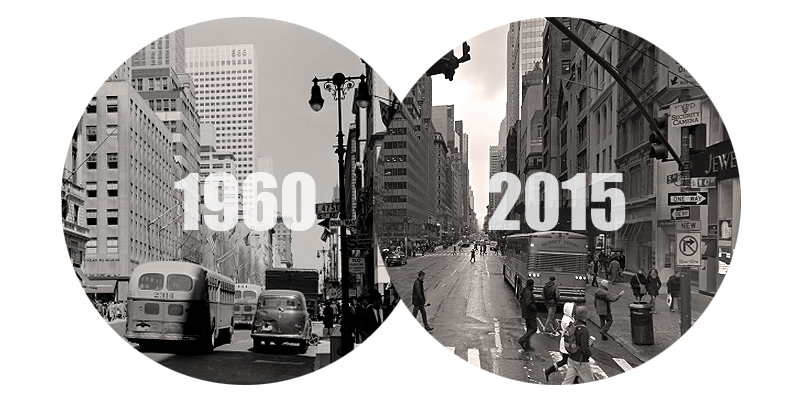 47th Street New York City in 1960 and 2015