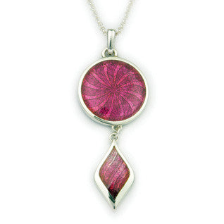 Purple Enamel 'Zephyr' and Sterling Silver Pendant EP287, Handmade by Ortak